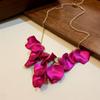 Exaggerated Colorful Petal Necklace For Women Irregular Fringe Flower Necklace Collarbone Chains Party Wedding Jewelry Gifts K-