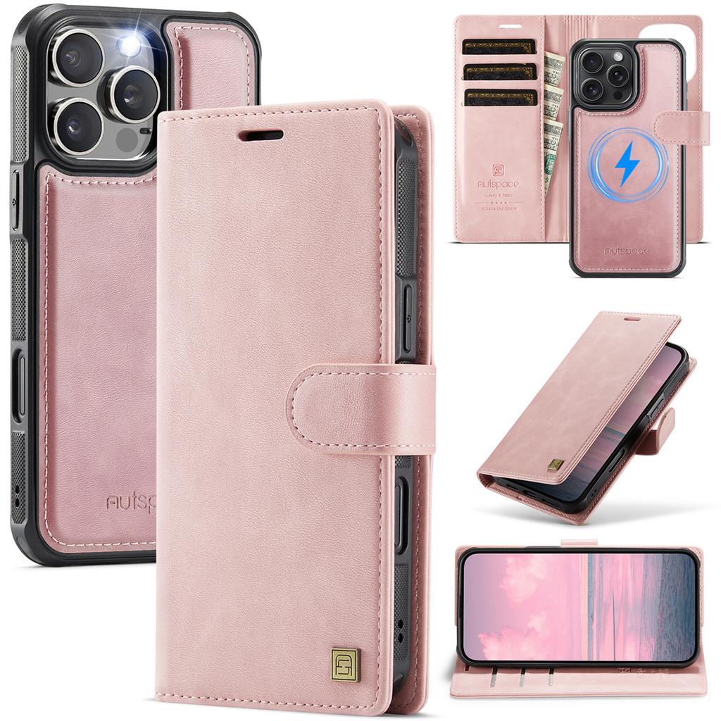 Чехол-кошелек 2-в-1 с магнитным отсоединением для iPhone 16/16 Pro/16 Pro Max/16 Plus/16e - ПУ кожа, Слоты для карт, Зарядка MagSafe, Защита 360°