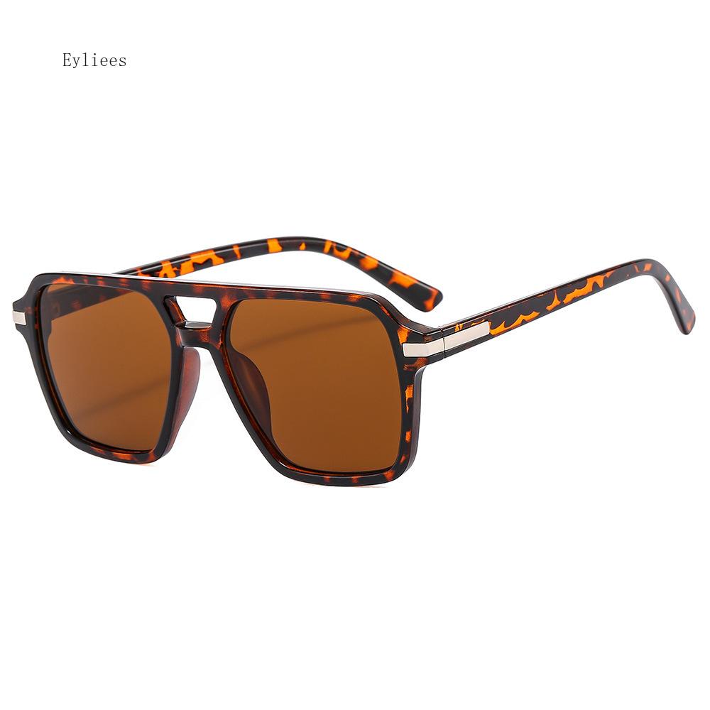 Классические квадратные солнцезащитные очки Мужские Женские Винтажные Новая Мода Коричневые Двойные Переносицы Женские Солнцезащитные очки Инс Популярные Оверсайз Очки