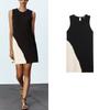 Summer Women's Back Slit Temperament Crew Neck Sleeveless Short Color Matching Knitting Dress 0234008