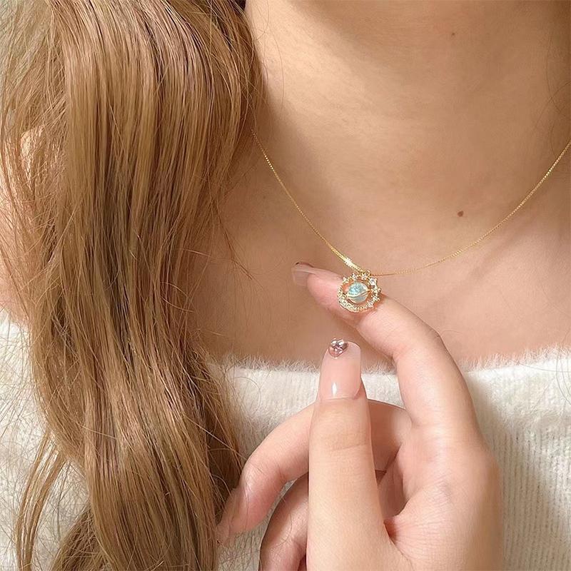 Золотого цвета винтажная фантазия планета космос астро шар Сатурн ожерелье для женщин глобус красочный кулон ювелирные изделия аксессуары