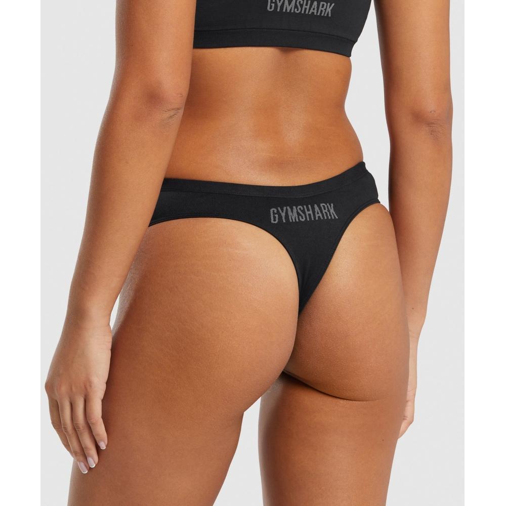 Gymshark Бесшовные стринги с опущенным передом, черные B6a6y Bb2j