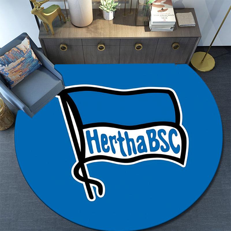 Круглый ковер с принтом Hertha BSC Berlin, Нескользящий моющийся круглый ковер для гостиной, спальни, игровой комнаты, Декор для спортивных болельщиков, Праздничный подарок на день рождения