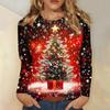 Рубашки с длинным рукавом для женщин Милые принты Футболки Блузки Повседневные Большие размеры Базовые топы Пуловеры Рождественские