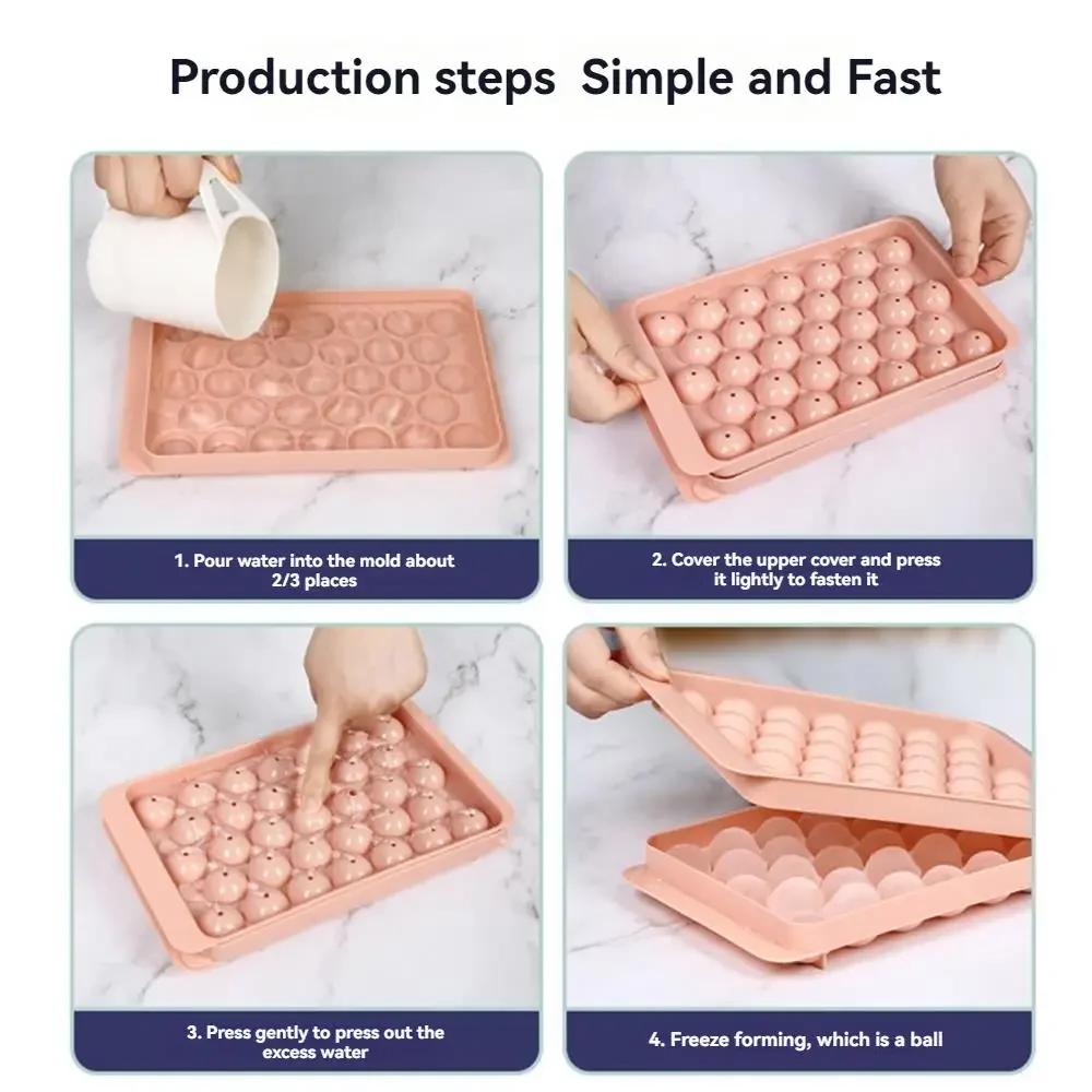 3D 33-секционная форма для льда в виде шариков, форма для мороженого, круглая форма для кубиков льда с крышкой, креативная форма для льда в виде шариков для домашнего приготовления, секция для льда, модель для кубиков льда