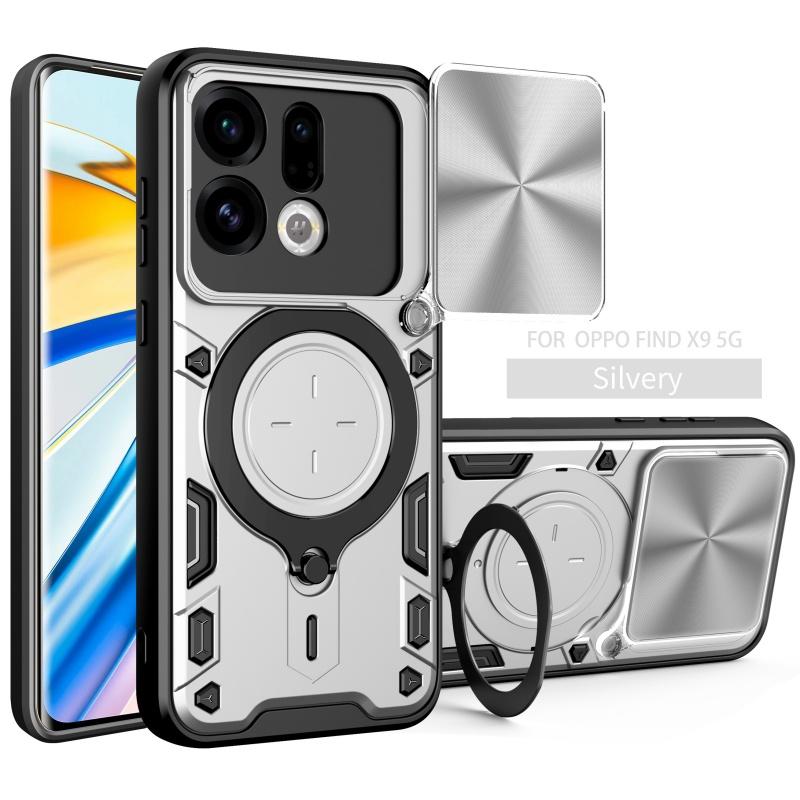 For OPPO Find X9 5G Case Magnetic Car Holder Ring Armor Phone Case For OPPO FindX9 5G Slide Lens Protect Cover