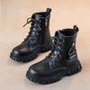 Girls' Leather Short Boots Autumn and Winter Korean Version Fashionable Princess Boots, Middle-aged Girls' Single Boots, Children's Martin Boots