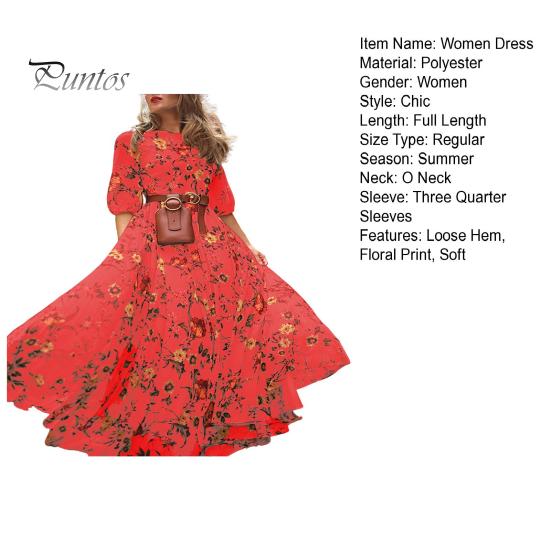 Летнее женское платье с цветочным принтом трапециевидной формы со свободным подолом в винтажном стиле с высокой талией во французском стиле с рукавами три четверти плиссированным круглым вырезом для выпускного коктейля, банкета