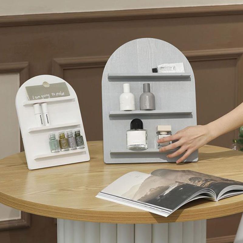1шт деревянный органайзер для косметики белый скандинавский стиль многослойный минималистский черный серый полка для ванной комнаты дерево