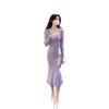 Knitted Dress Autumn Fashion Suspender Celebrity Versatile Gentle Temperament Slim Sweater V-Neck Hip Wrap Skirt