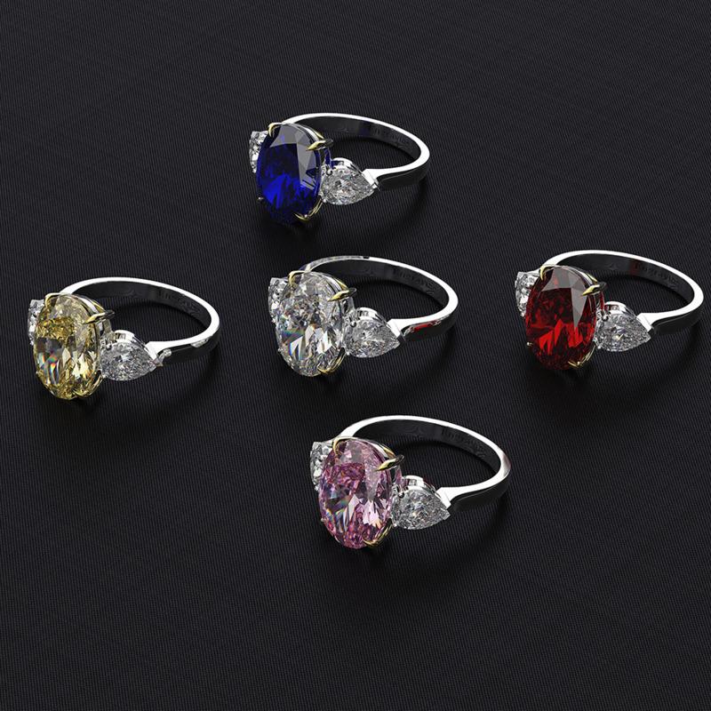 Gica Gema Sliver 925 Jewelry New 10 * 14 Egg Shaped 10 Carat Personalized Ring For Women Fine High Grade Classic Jewelry Wedding Party Gifts New Trend