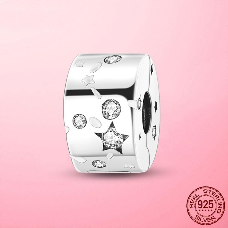 Застежка-зажим, цепочка-зажим из серебра 925 пробы, подвески-звездочки, бусины-стопоры, оригинальный браслет dora, оригинальные украшения своими руками