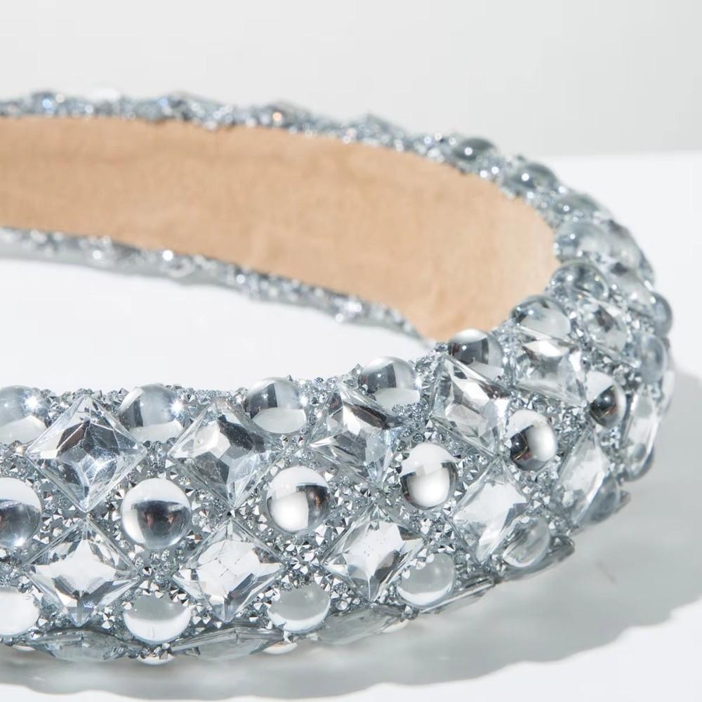 Full Rhinestone Resin Pearl Headband Korean Style Luxury Hairband For Women Gift