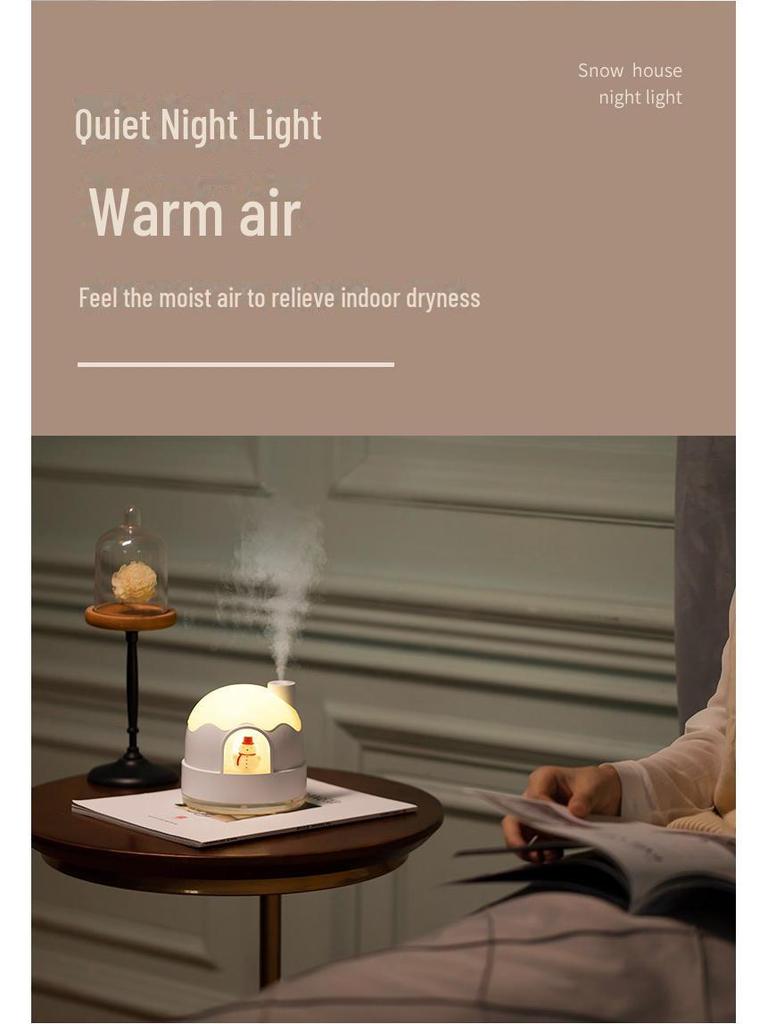 Портативный USB увлажнитель воздуха в виде снежного домика и ночник - Милый мини настольный распылитель воздуха