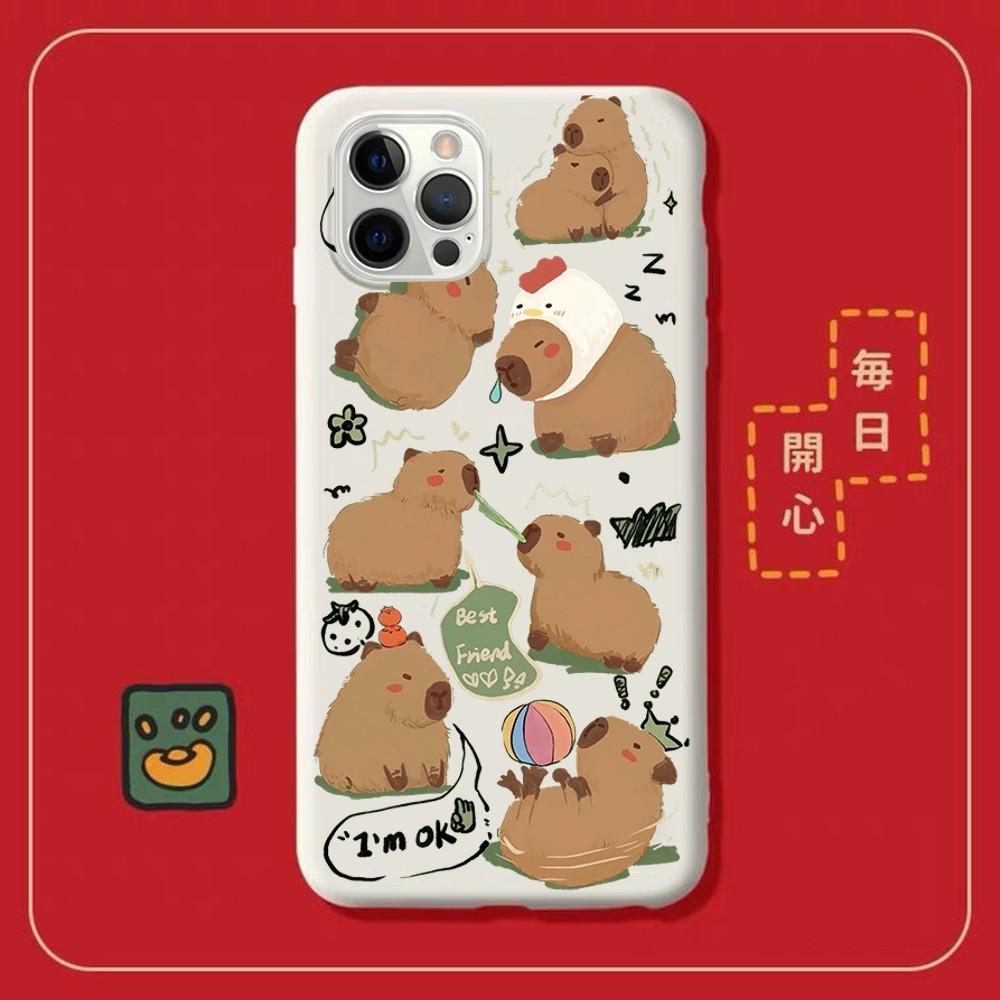 Мультяшный чехол для телефона с капибарой для iPhone 14 11 12 13 Mini Pro Xs Max 8 7 6 6S Plus X XR, однотонный чехол конфетного цвета