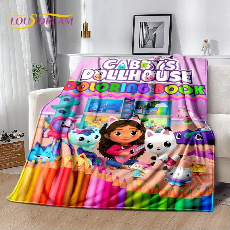 Cute Gabbys Dollhouse Cartoon Blanket,Soft Throw Blanket for Home Bedroom Bed Sofa Picnic Travel Office Rest Cover Blanket Gift