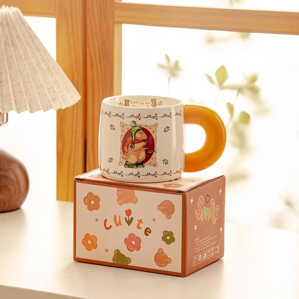 Кружка в стиле ретро Nordic Bear Milk, милая креативная подарочная кофейная керамическая чашка, подарочная чашка