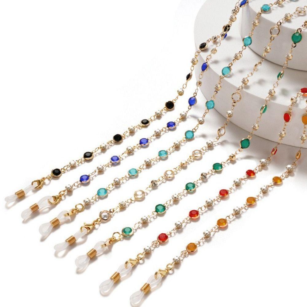 Beads Eyeglass Holder Necklace Zircon Eyeglass Lanyard Eyeglass Chain Holder Sunglasses Use