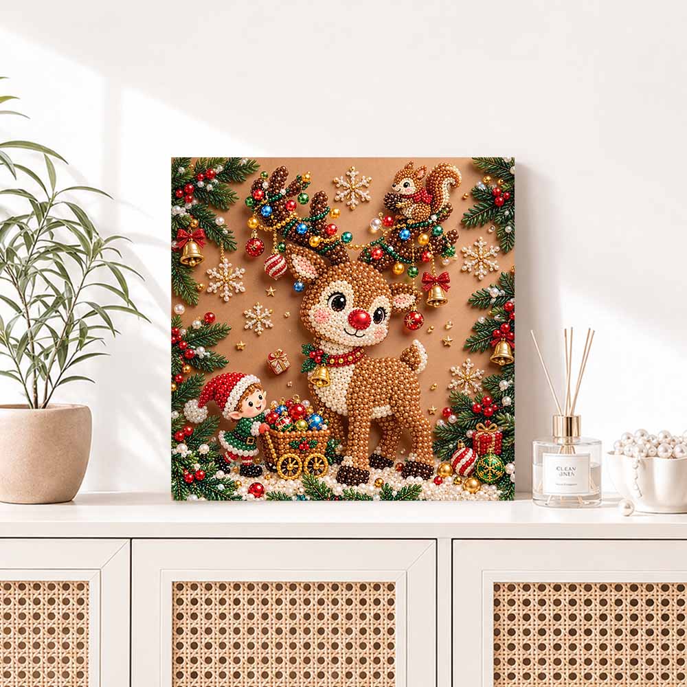 5D DIY Pearl Painting Set Pearl Art Embroidery Christmas Reindeer Animal Home Decoration Gift
