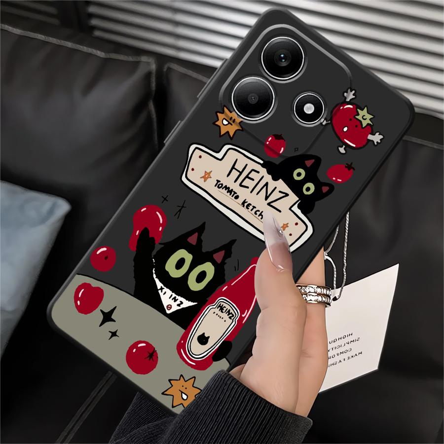 Чехол-соусник с котиком для Xiaomi Redmi Note 14 11S 14C 13 Pro Plus 9 8 7 12S A4 A5 12C 13C K40 K80 A1 A2 A3 12 11 Pro 10