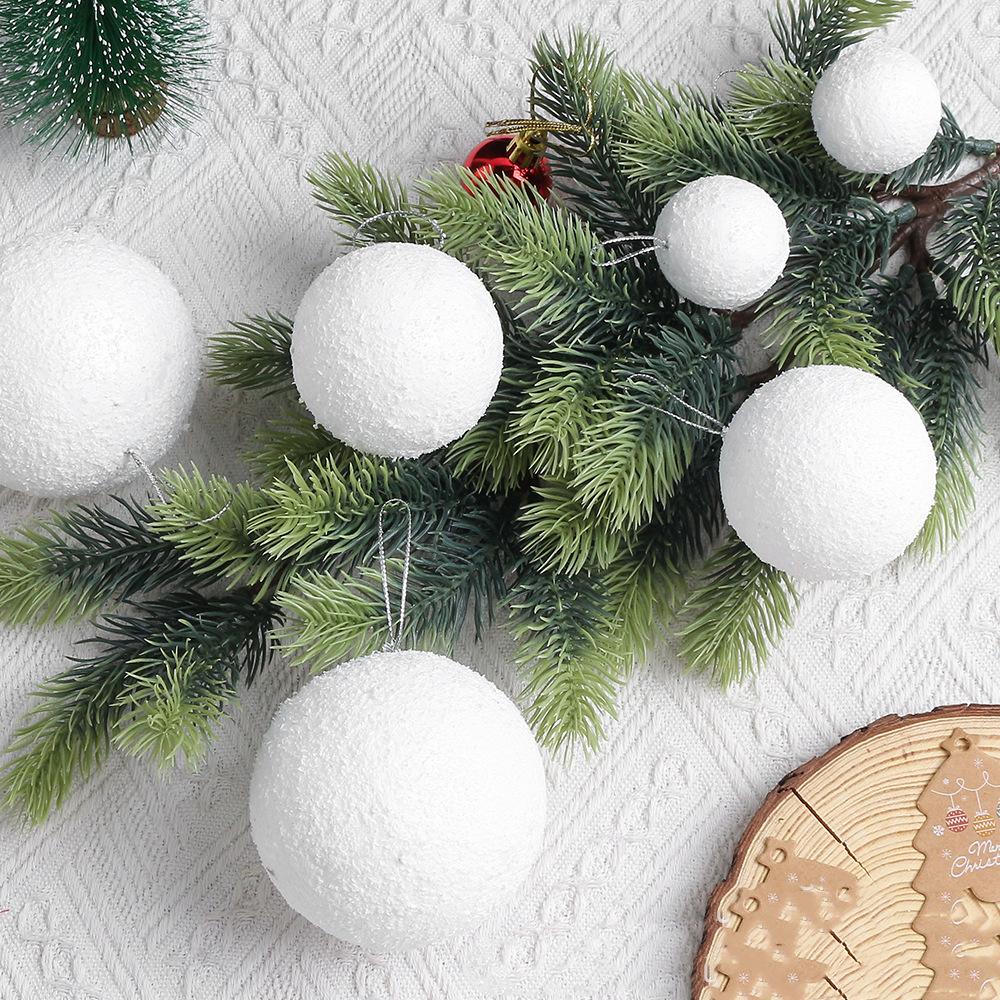 6pcs 6/8CM White Christmas Ball Hanging Decoration Party Home Room Decoration New Year Gift Box Navidad Christmas Tree Decor