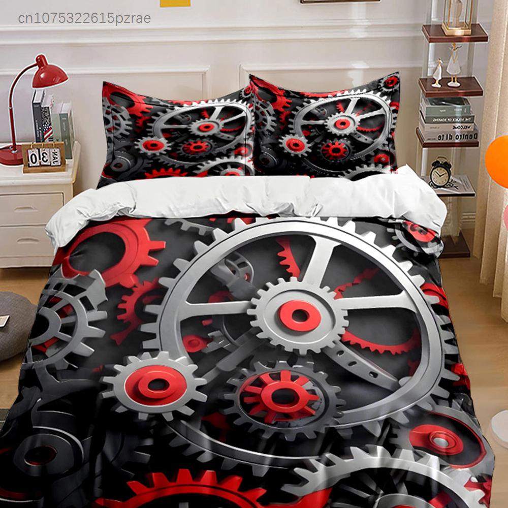 Инженерный набор шестеренок Декор-головоломка Разные размеры Детская и взрослая спальня Изысканный комплект постельного белья из 3 предметов, Подарок