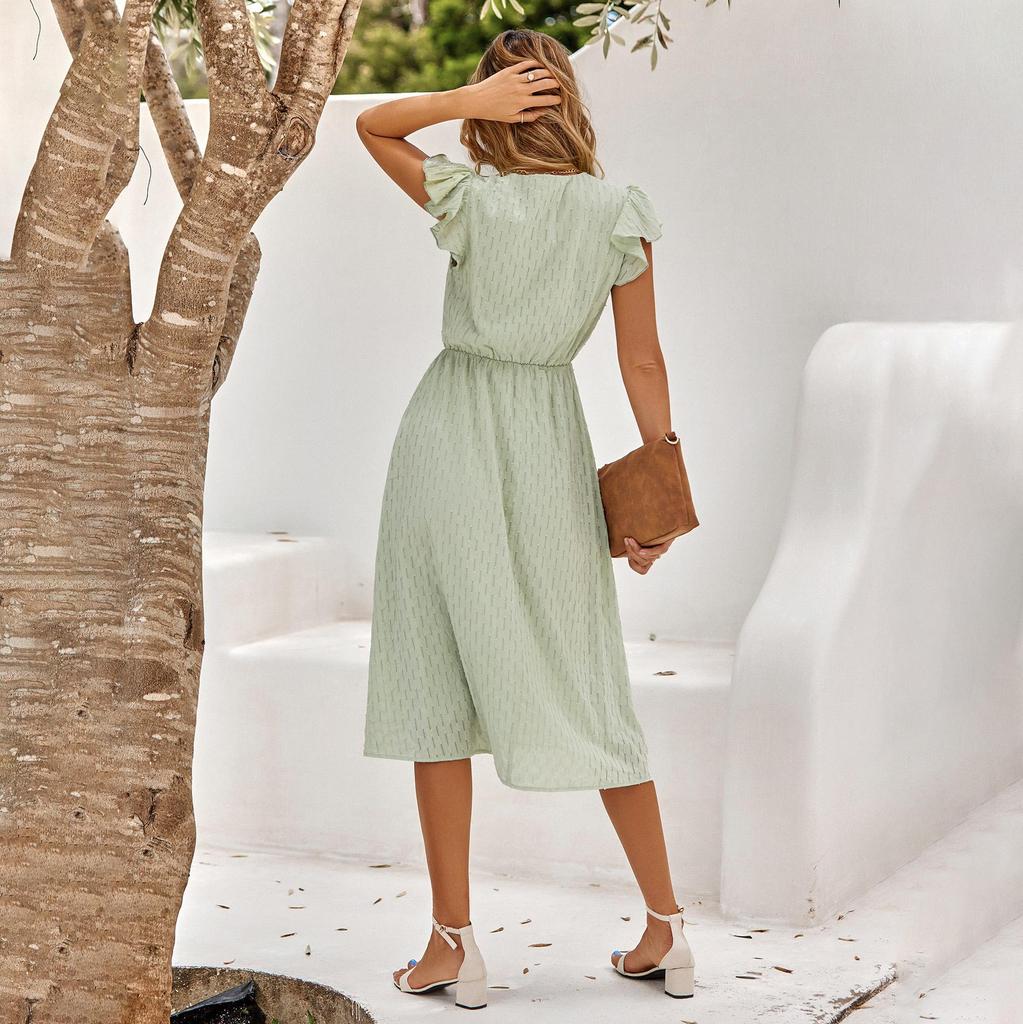 Женское весеннее однотонное платье без рукавов с V-образным вырезом, летнее повседневное платье А-силуэта с высокой талией, средней длины, размеры S-XL