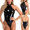 Womens Sexy Leather Lingerie Teddy Bodysuit Backless Jumpsuit Underwear