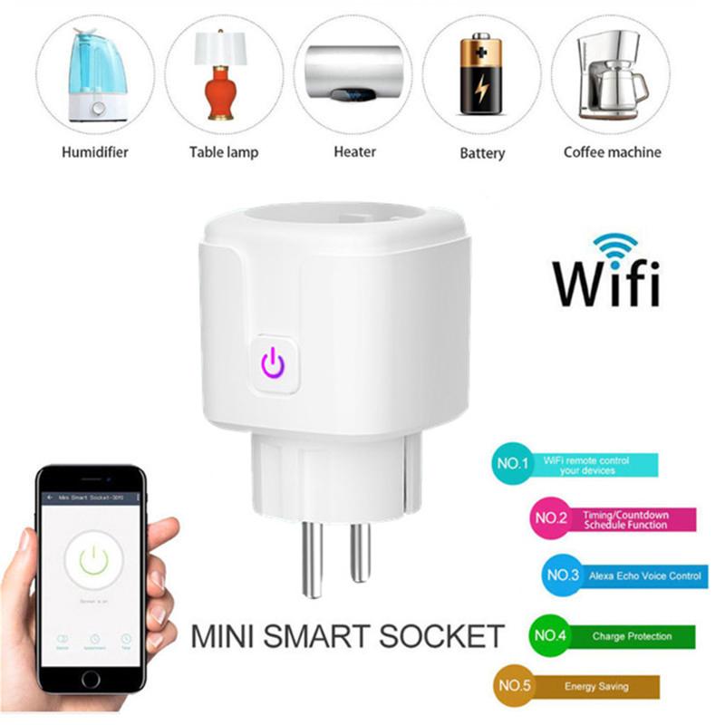 Умная Wi-Fi розетка EU 16A 220V Адаптер Беспроводное удаленное управление голосом Монитор энергопотребления Розетка с таймером для Google Home Alexa