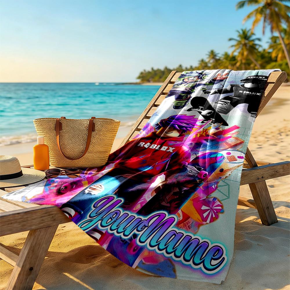 Roblox Customize Your Name Beach Towel Super Soft & Absorbent For Beach Bathroom Outdoor Swimming Pool Camping Picnic Yoga Diving Vacation Accessories