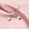 1 Pair New Silvery Earrings for Women Heart Chain Earring Jewelry Prevent Allergy Party Accessories Gift Heart Earrings