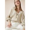 Women's Cream Knitted Balloon Sleeve Casual Knitwear Cardigan Za00039