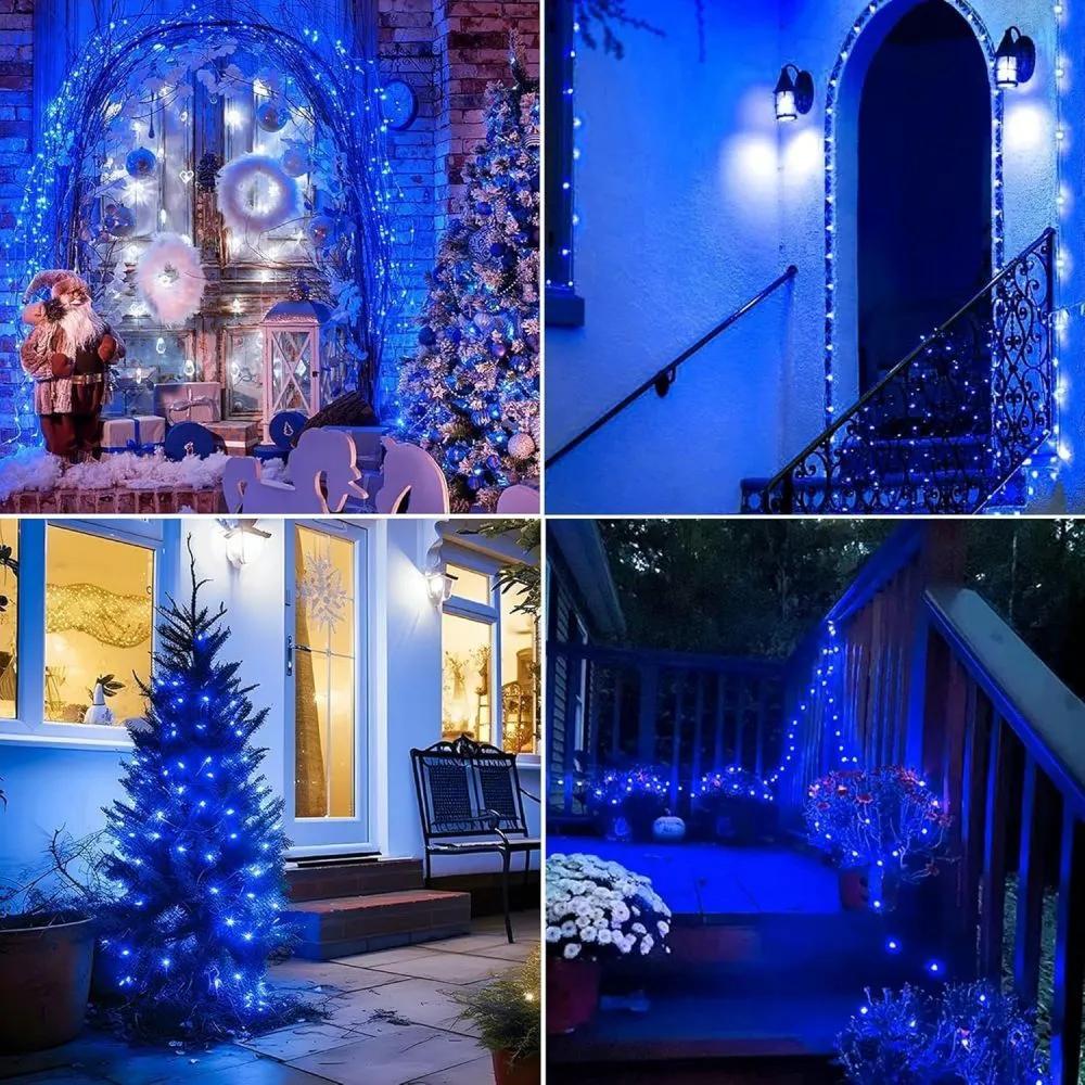 Electric garland street thread led 300 lamps, solar battery power, 1 pc