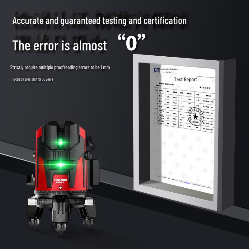 Высокоточный наружный зеленый лазерный уровнемер - инфракрасный, автоматическое нивелирование, мощный свет, тонкая линия, пять линий, 23.
