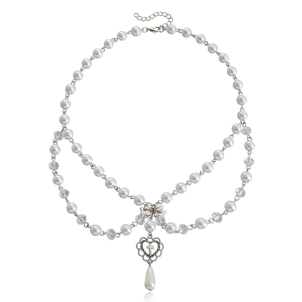 Европейское и американское двухслойное жемчужное ожерелье с кисточками и звездным дизайном для женщин