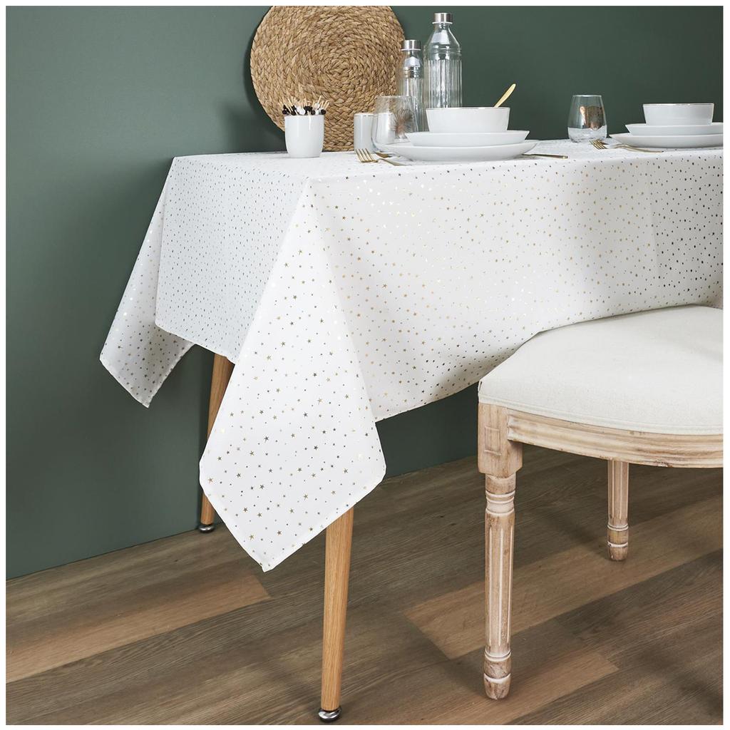 Les Trésors De Lily [A3679] - Дизайнерская скатерть 'Une Etoile est Née' золотисто-белая - 250x140 см