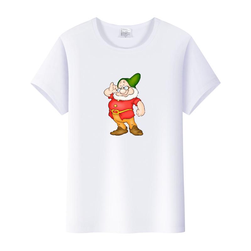 Fashion Unisex Cartoon Tees Seven Dwarfs Shirt Summer Tops Aesthetic White T-Shirts 2000s Clothes Y2k Goth Blouse