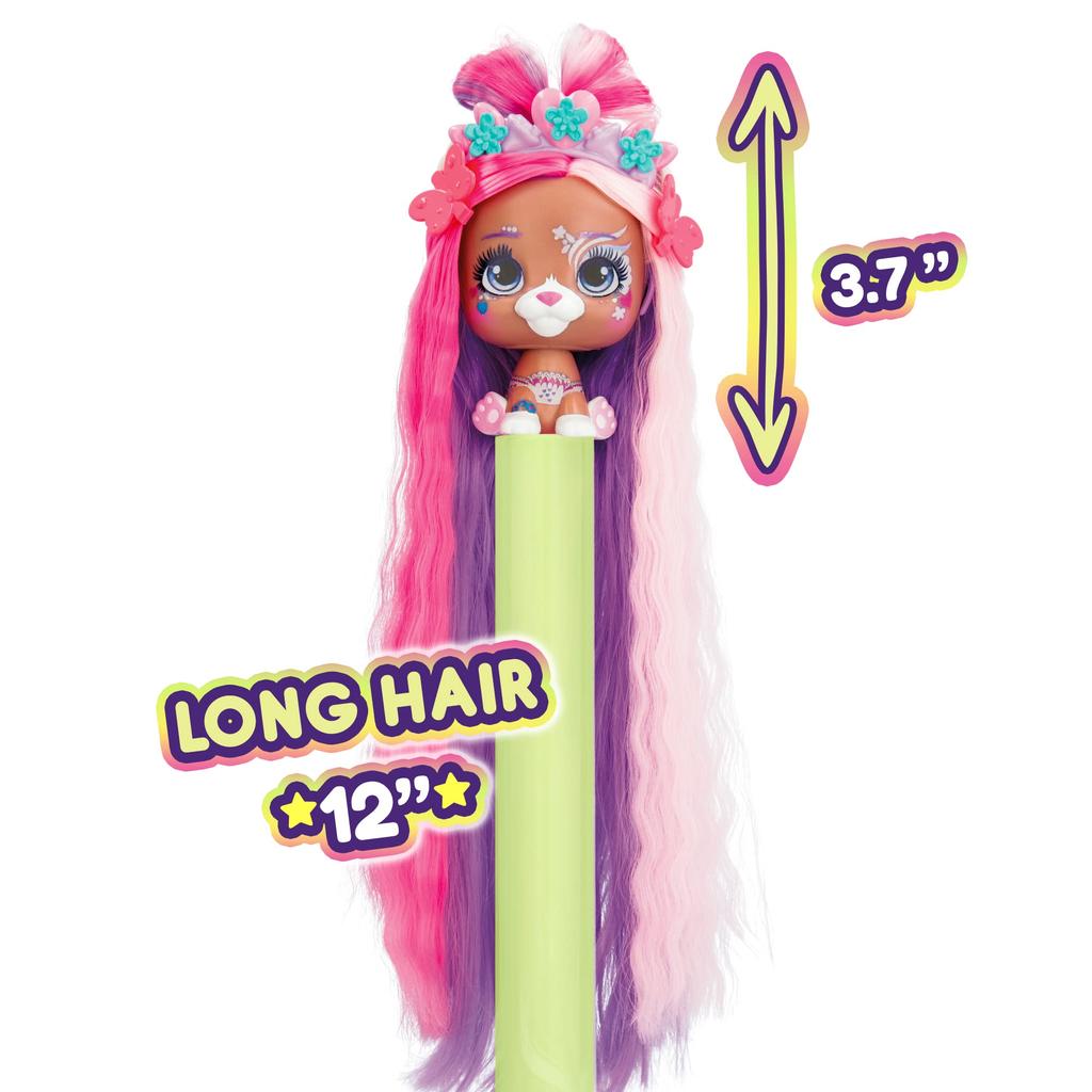 VIP Pets Spring Vibes Series Includes 1 VIP Pet 9 and 6 Hair Styling Accessories Girls and Children Ages 3 and Up - - Doll, Surprises,