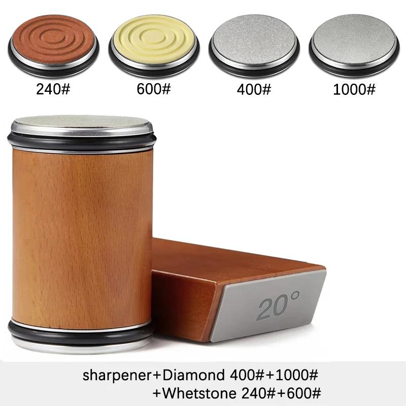 Точилка для ножей с вращающимся лезвием, магнитный держатель для ножей, набор алмазных точильных камней с углом заточки 15 и 20 градусов, кухонный аксессуар