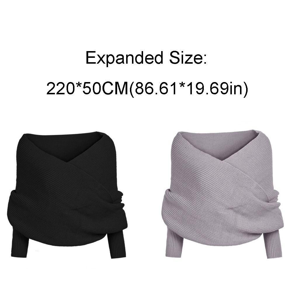 Trendy Long Neck Scarves Autumn Winter Scarf with Sleeves Gifts Knitted Wrap Shawl