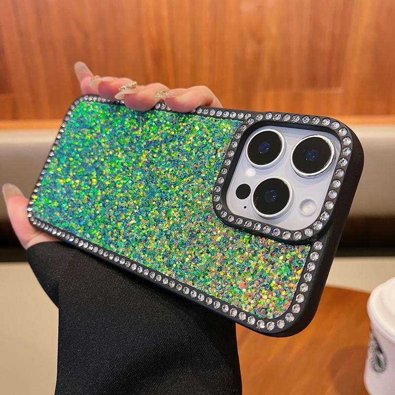 Подходящий для Apple 16ProMax Блестящий чехол для телефона, инкрустированный бриллиантами, IPhone15 Высококлассный блестящий 14 Противоударный защитный чехол