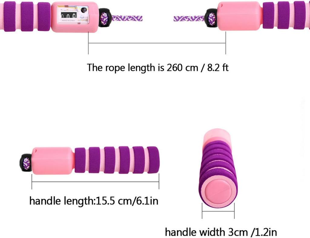 Детская скакалка со счетчиком, регулируемая, с удобными и нескользящими ручками для девочек и мальчиков