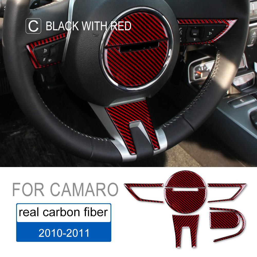 Настоящее мягкое углеродное волокно для Chevrolet Camaro 2010 2011 Аксессуары Отделка салона Наклейка на центральную кнопку рулевого колеса автомобиля