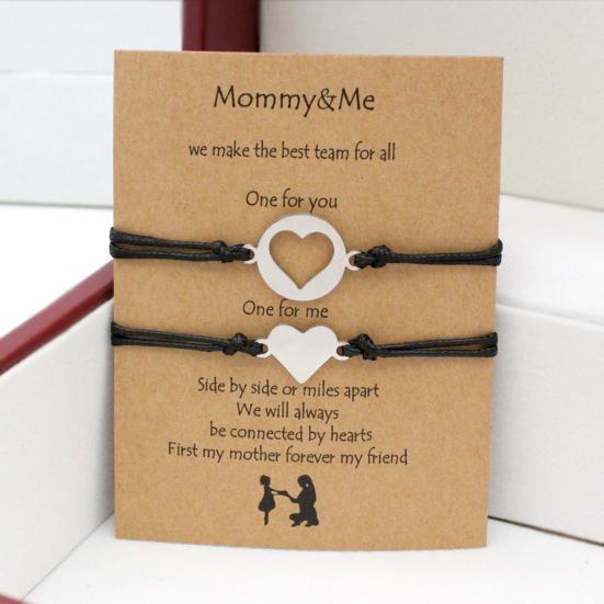 1 пара браслетов для мамы и дочки, регулируемые плетеные веревочки, повседневные, геометрические, универсальные украшения, назад к