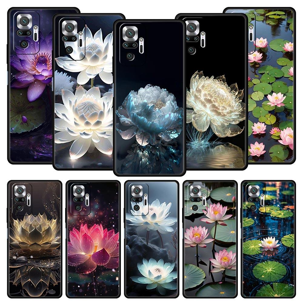 Чехол для телефона для Xiaomi Redmi Note 14 13 12 5G 11 10 Pro Plus 4G 9S 9 14C 13C 12C 10C 9C 9A Мягкий ТПУ Чехол Роскошный Цветок Лотоса