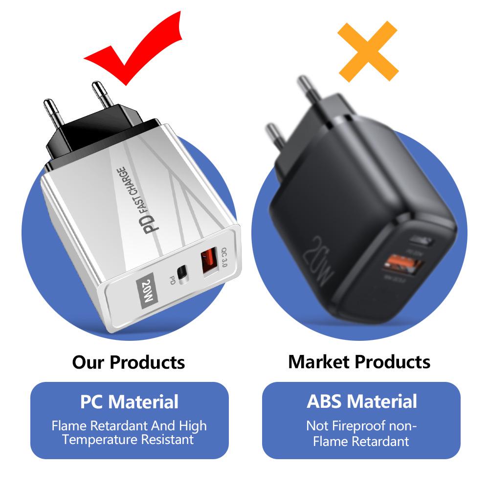 USB-зарядное устройство для путешествий, стандарт ЕС и США, быстрая зарядка QC3.0+PD (5В/9В/12В)