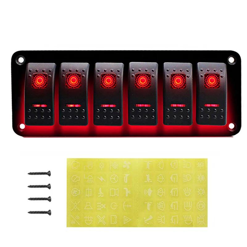 ELING Universal 6 Gang Switch Panel Fuse Circuit Breaker/Overload Protector Waterproof RV Yacht Marine Boat Car Light ON/OFF