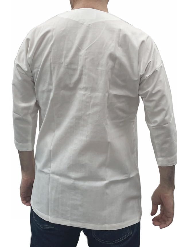 Asakusa Kimono Market Koiguchi Shirt [White] Unisex Festival Costume for Men and Women (Size L)