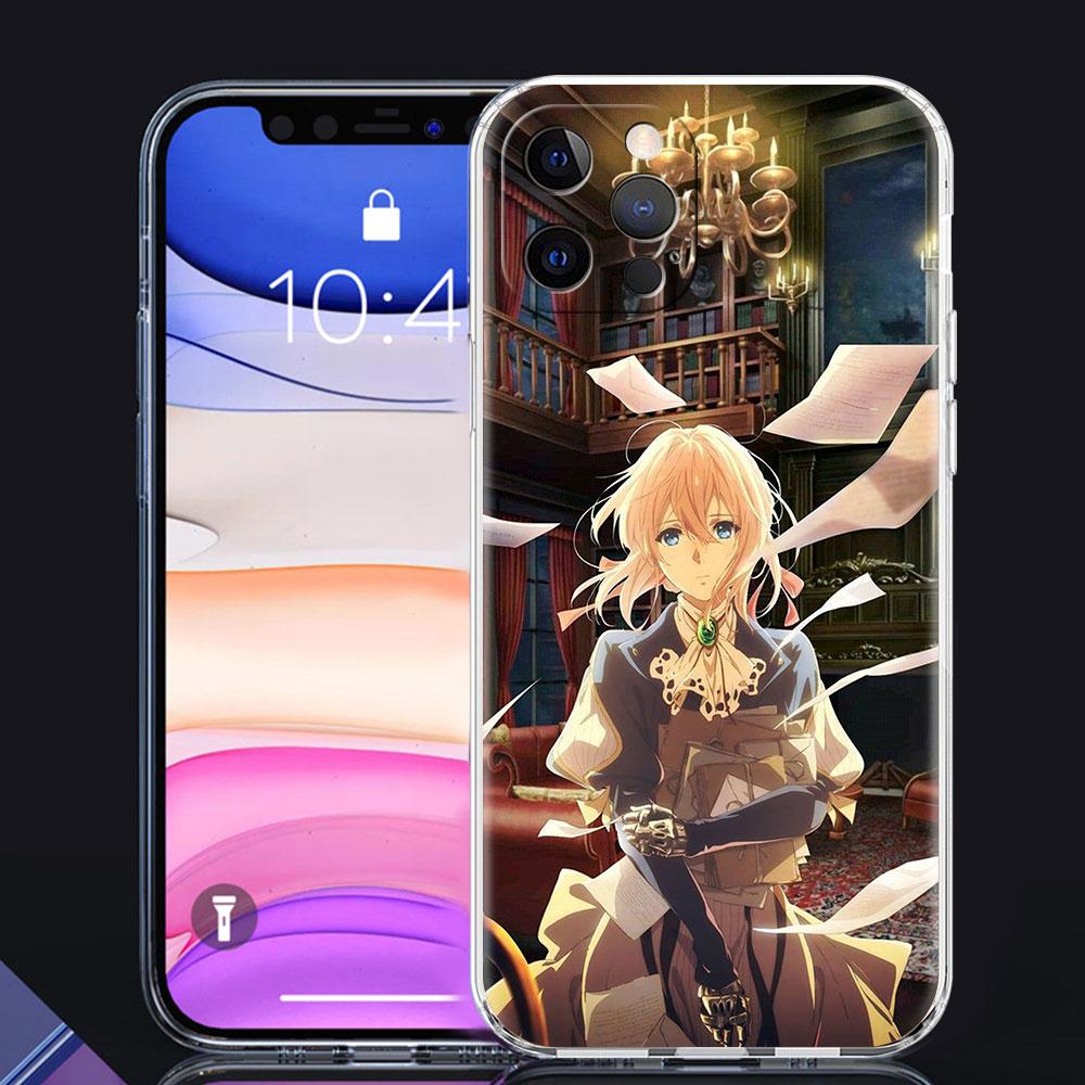 Прозрачный чехол Purple Evergarden для iPhone 13 Mini 12 Pro 11 XR SE 2020 XS Max 7 8 Plus X, силиконовый чехол для телефона 6 6S, Fuana Sac