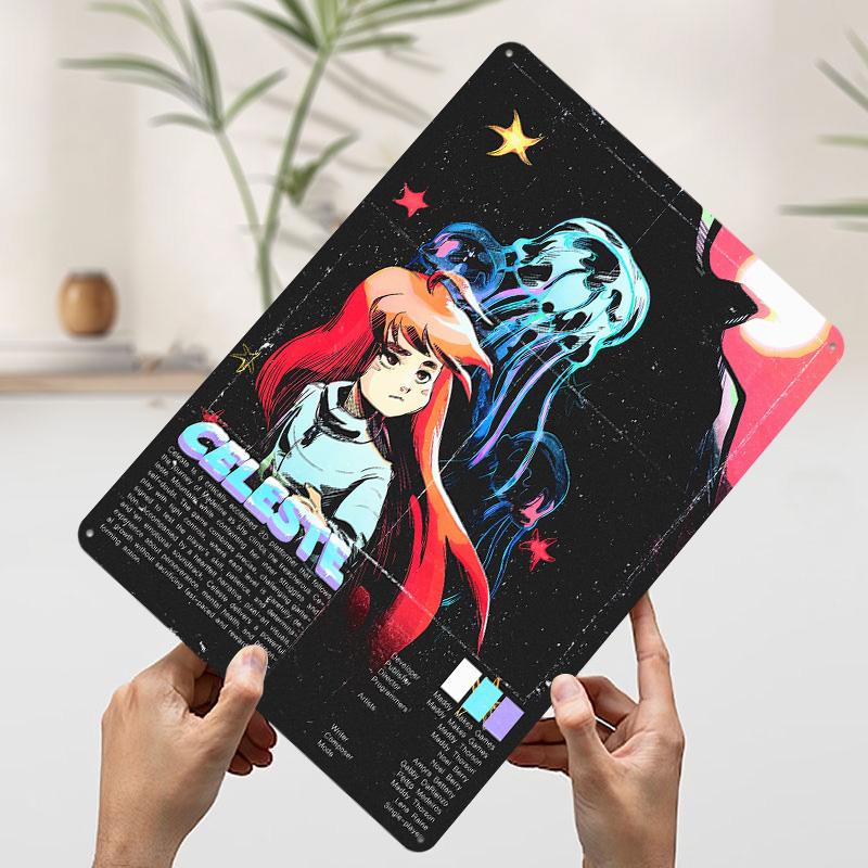 Celeste Game Printed Poster Customized Wall Art Retro Vintage Metal Tin Signs for Luxury Home Decor Items Coffee Bar Accessories